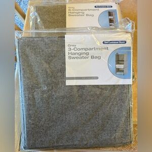 2 PCS THE CONTAINER STORE 3 & 6 COMPARTMENT HANGING SWEATER BAG CLOSET ORGANIZER